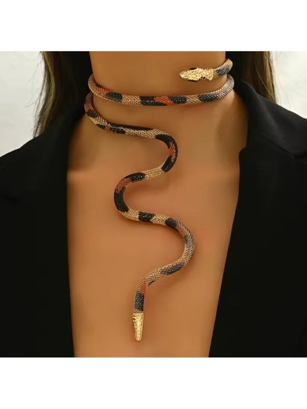 Serpentine Snake Design Wrap Necklace serpent multi